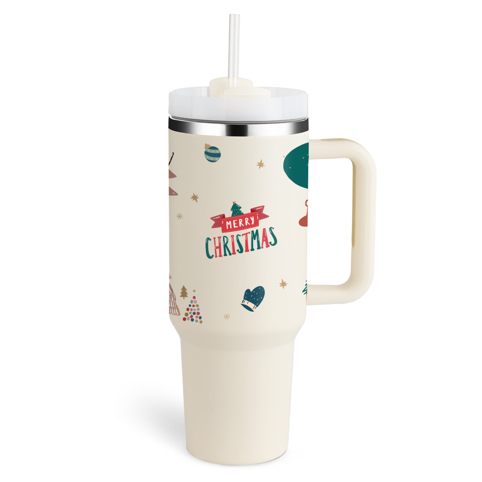40 Oz Tumbler With Handle Straw Insulated, Stainless Steel