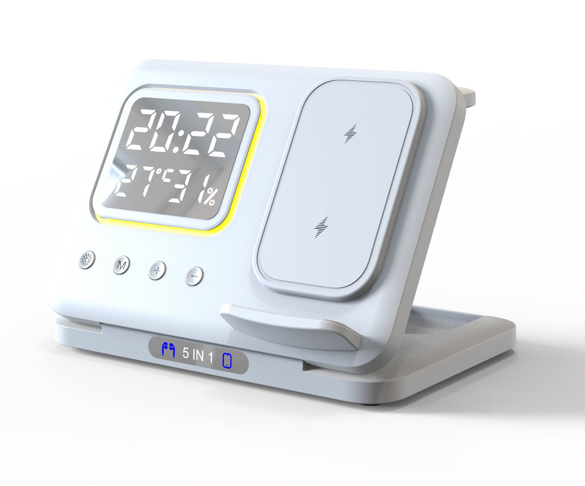 15W Wireless Chargers Stand 5 In1 LED Digital Alarm